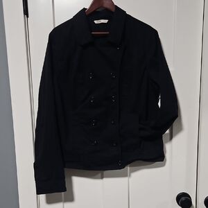 Old Navy Women's Black Double-Breasted Cotton Jacket, Size XL Tall